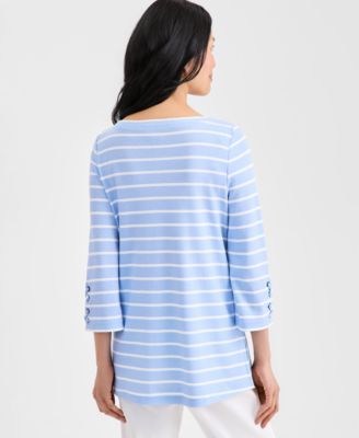 Women's Striped Lace-Up-Sleeve Tunic