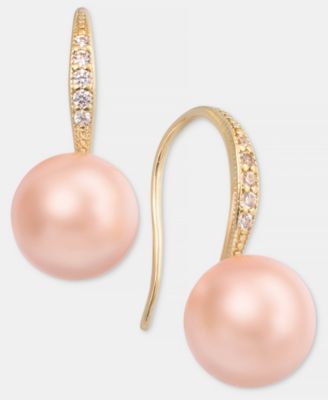 Pav&eacute; & Imitation Pearl Drop Earrings