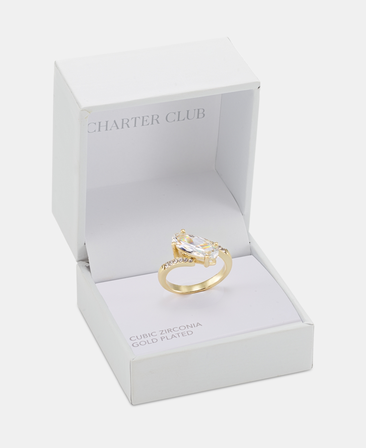 Charter Club Gold-Tone Cubic Zirconia Oval Ring, Macy's Exclusive