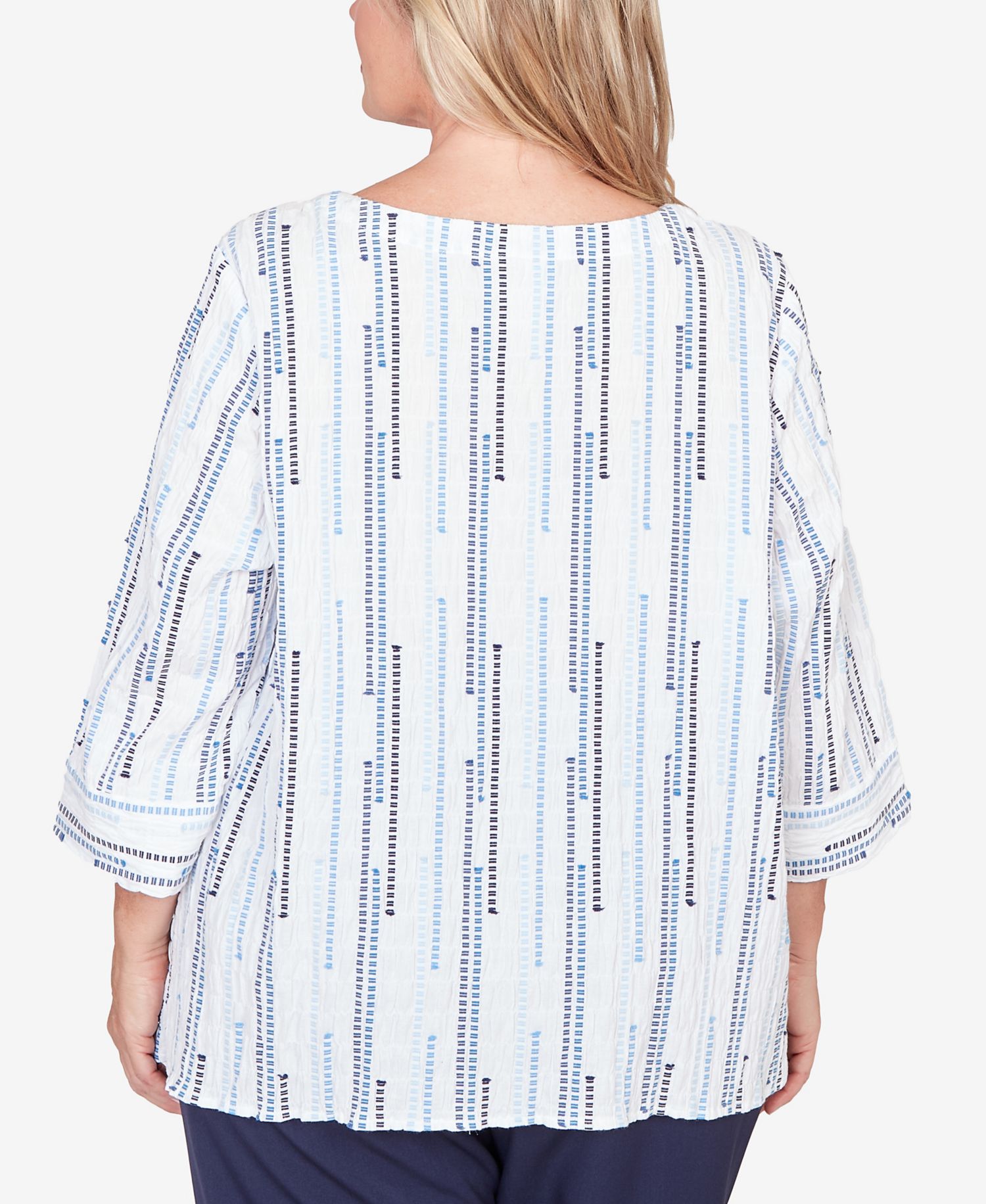 Plus Size Classic Spliced Jacquard Stripe Top