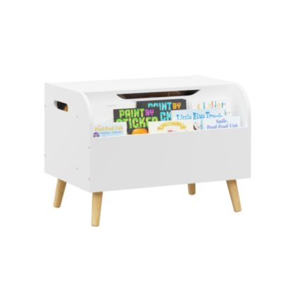 Multipurpose Toy Box with Bookshelf in White (23.62" W x 15.75" D x 17.13" H)