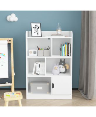 White MDF Kids Bookcase with Display Names and Anti-Tip Device