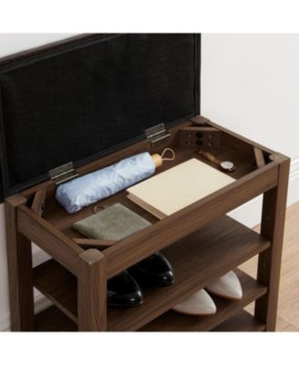 + Adjustable + Wood + Shoe Bench with Storage + Bench