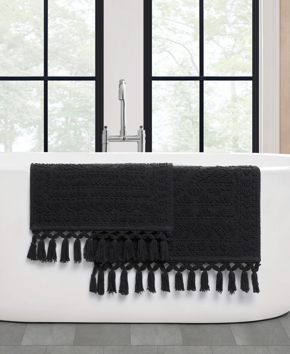 French Connection Nellore Fringe Cotton 2-Pc. Bath Rug Set