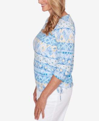 Women's Classic Ikat Biadere Tie Ruched Top