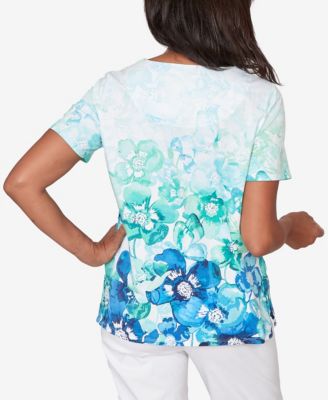 Women's Floral Ombre Embellished Neck T-Shirt
