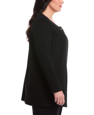 Plus Size Plus Size Turnlock Metal Closure Long Sleeve Cardigan