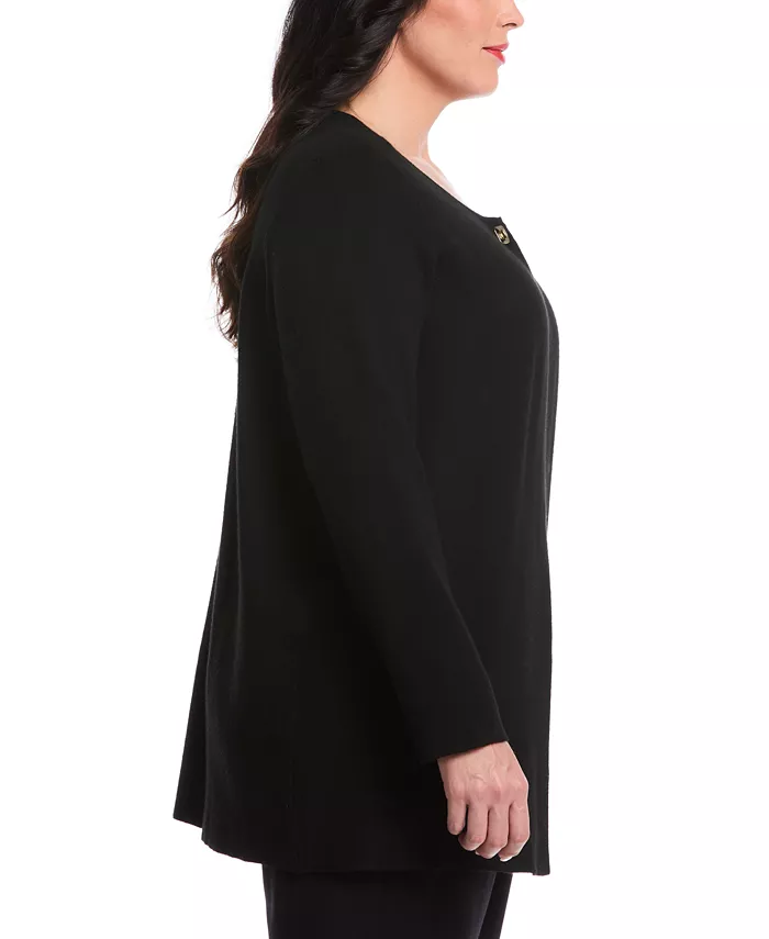 Plus Size Plus Size Turnlock Metal Closure Long Sleeve Cardigan - thumbnail 10