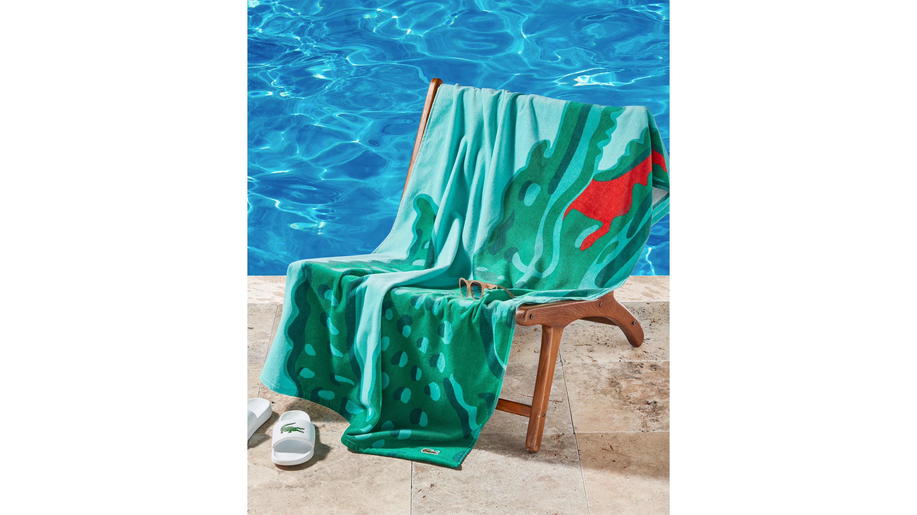 Lacoste Crocodile Print Cotton Beach Towel, 36" x 72"