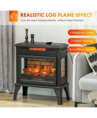 24" Freesding Electric Fireplace Stove w/ Realistic Flame