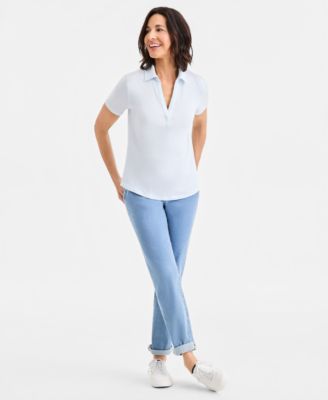 Women's Short-Sleeve Knit Polo Shirt