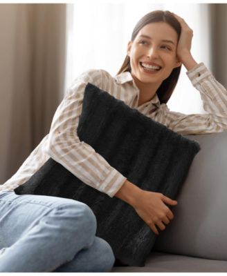 Plush Reversible Faux Fur 2-Pack Decorative Pillow, 16" x 16"