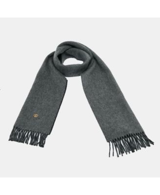 Grey Cashmere Fringed Scarf