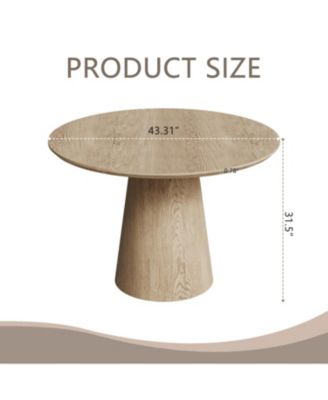 43" Round Wood Dining Table - Modern Minimalist