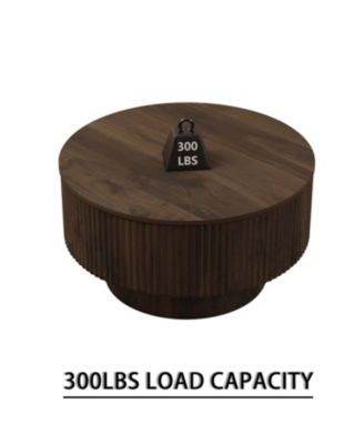  Modern Circular Coffee Table with Storage (Walnut)