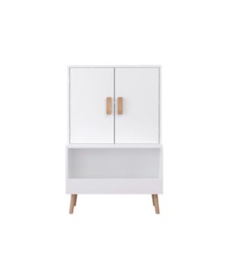 Kids Toy Storage Cabinet - White Wooden Organizer