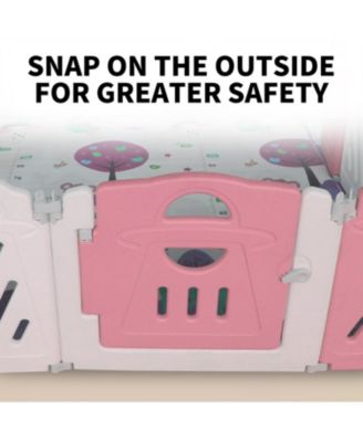 16-Panel Foldable Baby Playpen with Adjustable Shape and Safety Gate