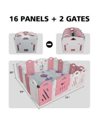 16-Panel Foldable Baby Playpen with Adjustable Shape and Safety Gate