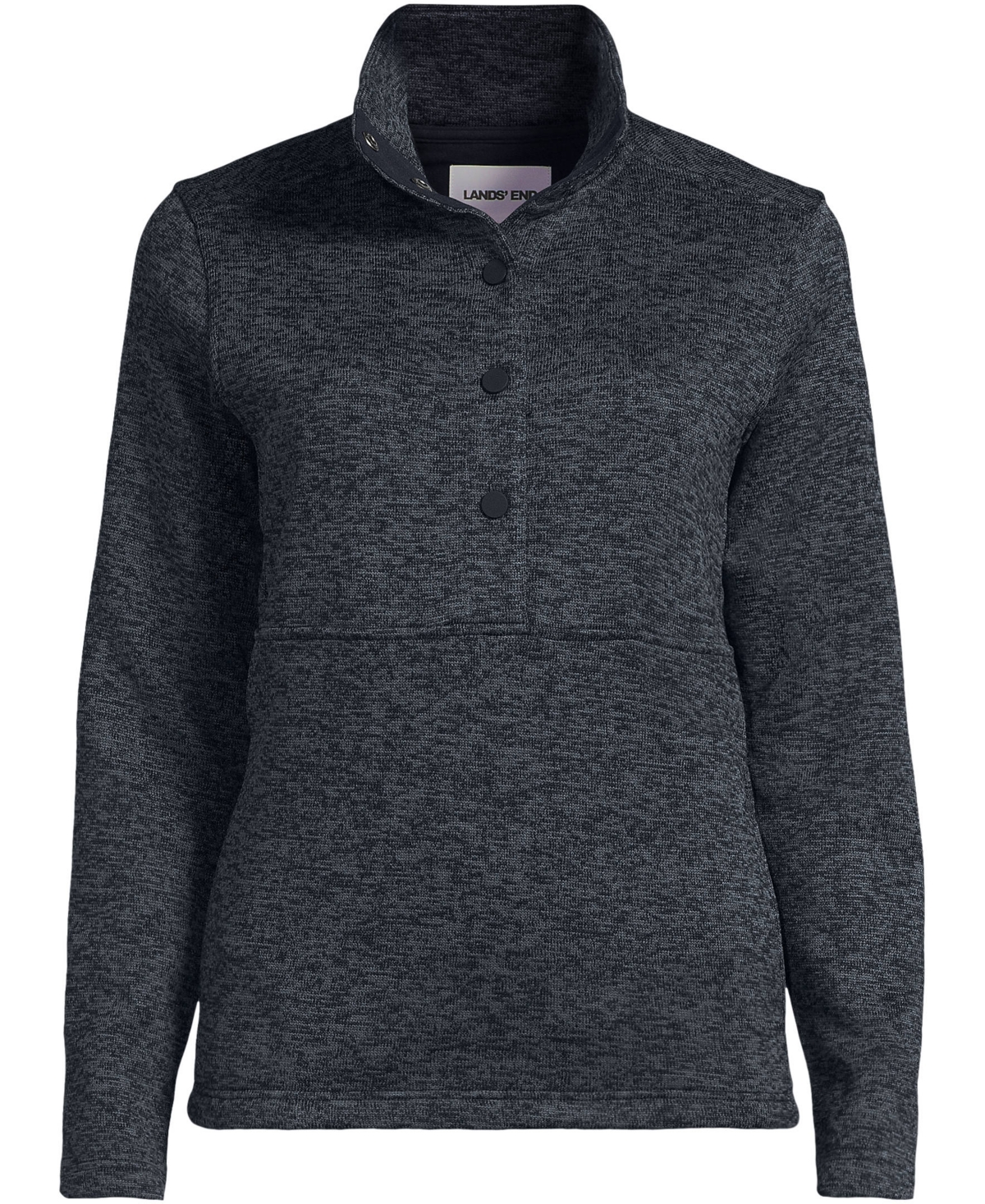 Lands' End Women's Sweater Fleece Snap Neck Pullover Jacket