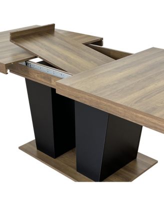 Extendable Dining Table, 4-10 People, Black Pedestal Base