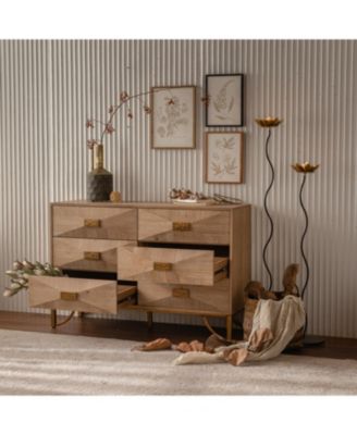 Light Wood 6-Drawer Dresser/TV Stand