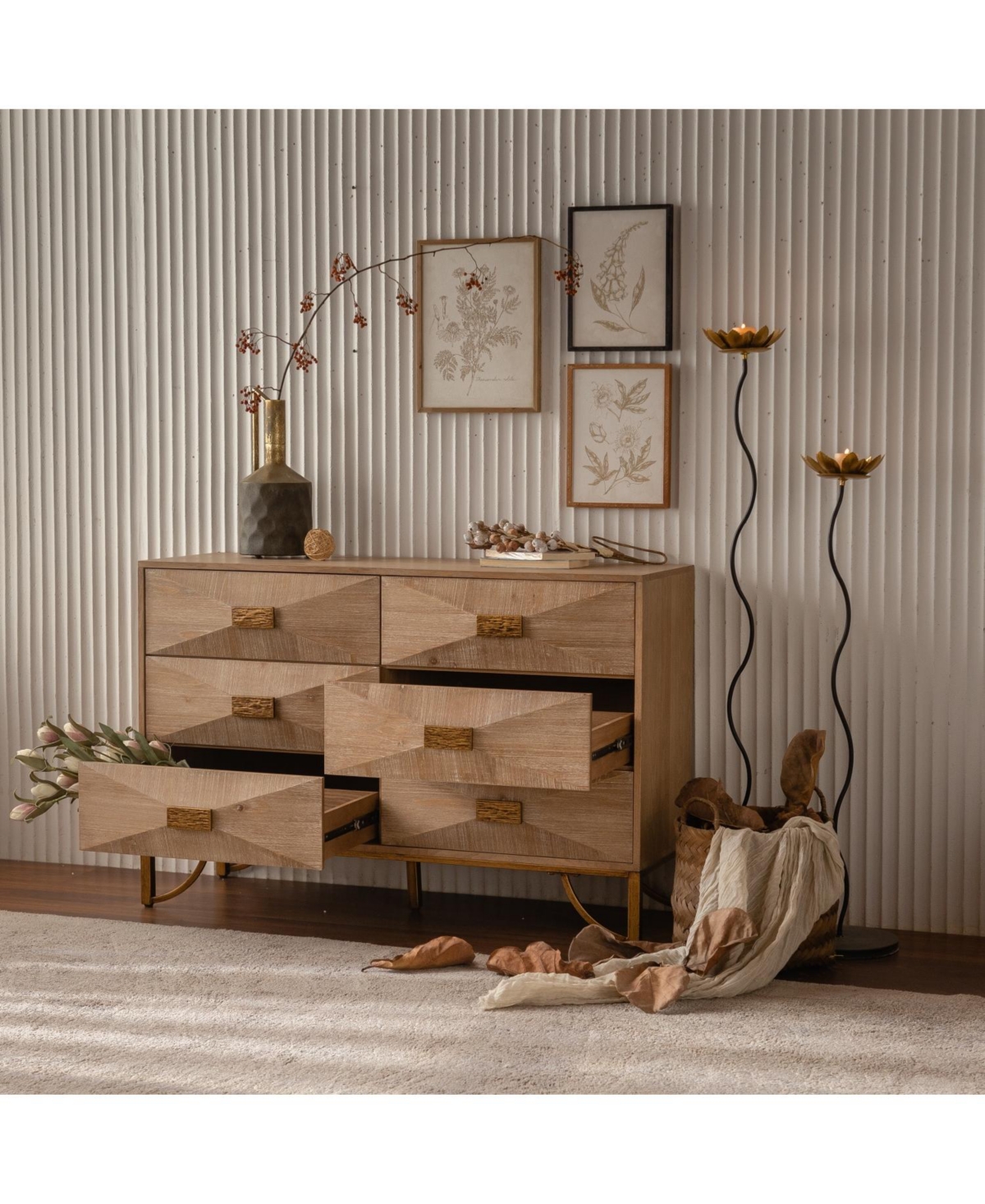 Streamdale Furniture Light Wood 6-Drawer Dresser/Tv Stand