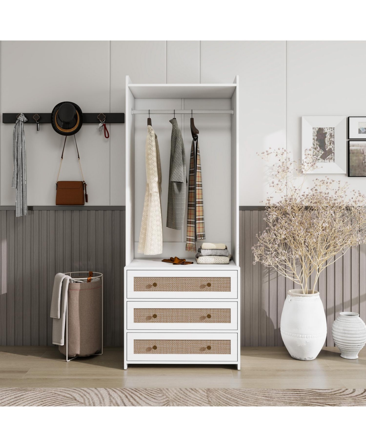 Streamdale Rattan Wardrobe with 3 Drawers