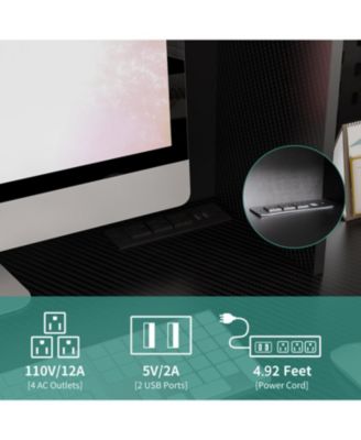 Streamdale L-Shaped Desk with Charger, Drawers, Bookshelf, Gaming Desk