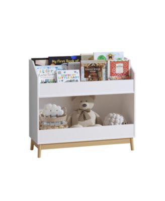 Toddler Book Display Shelf, Wooden Kids Bookcase, White