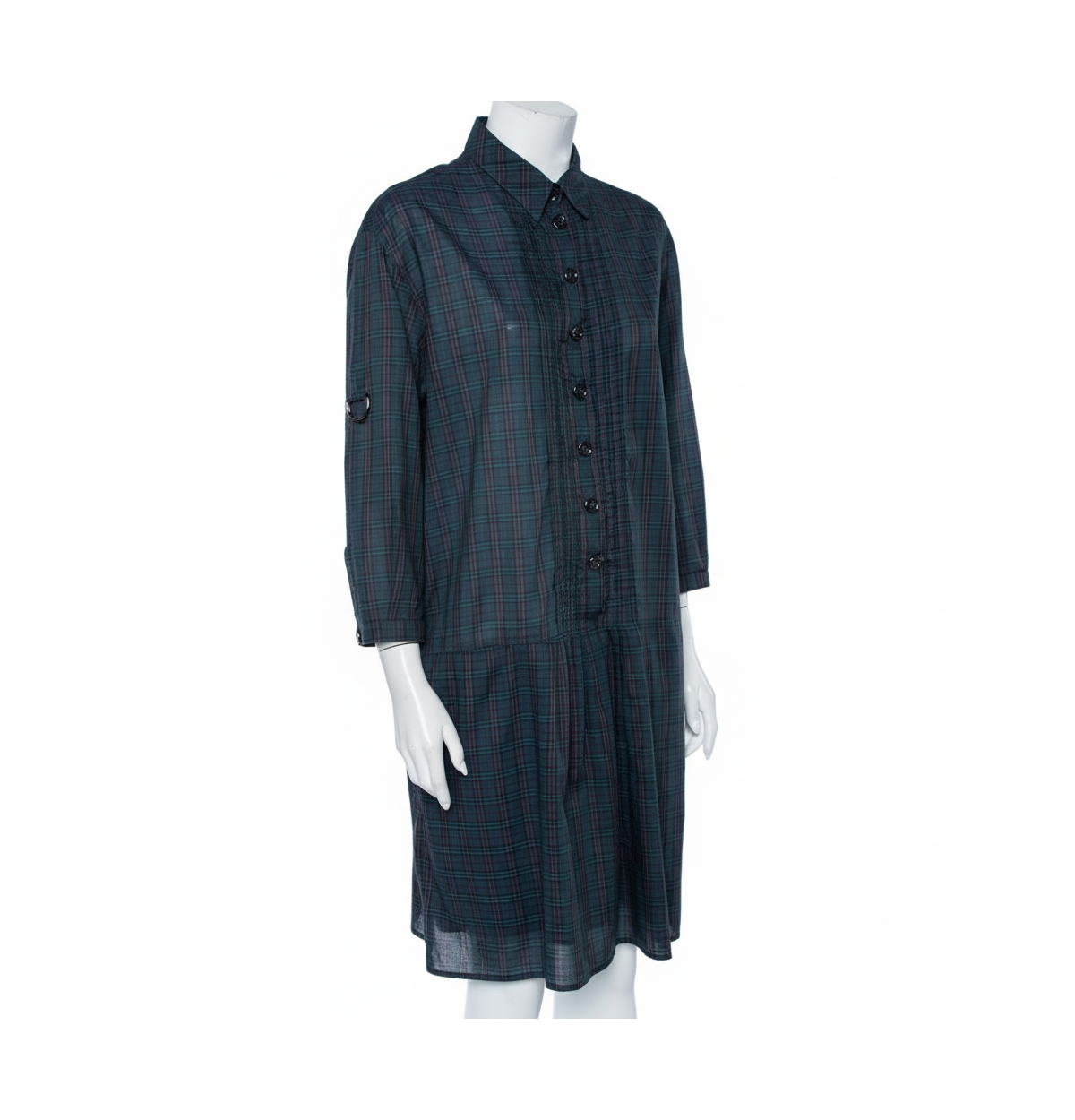 Pre-Owned Burberry Women's Checkered Cotton Pintuck Detail Shift Dress