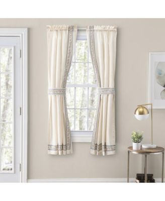 Richmark Tailored Rod Pocket Design Curtain Panel Pair for Windows with Ties 70" x 54" Natural