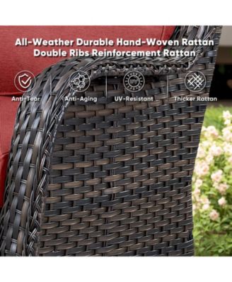 ArcLine Wicker Swivel Glider Outdoor Rocking Chair with CushionGuard Olefin Cushion and Side Table (3-Piece