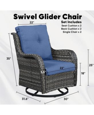 ArcLine Wicker Swivel Glider Outdoor Rocking Chair with CushionGuard Olefin Cushion and Side Table (3-Piece