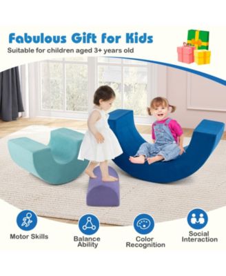 Kids Rainbow Foam Climber Set Soft Play Equipment With Washable Suede Covers