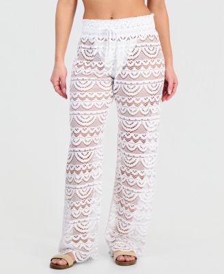 Juniors' Scallop Hem Pants with Tassel Tie