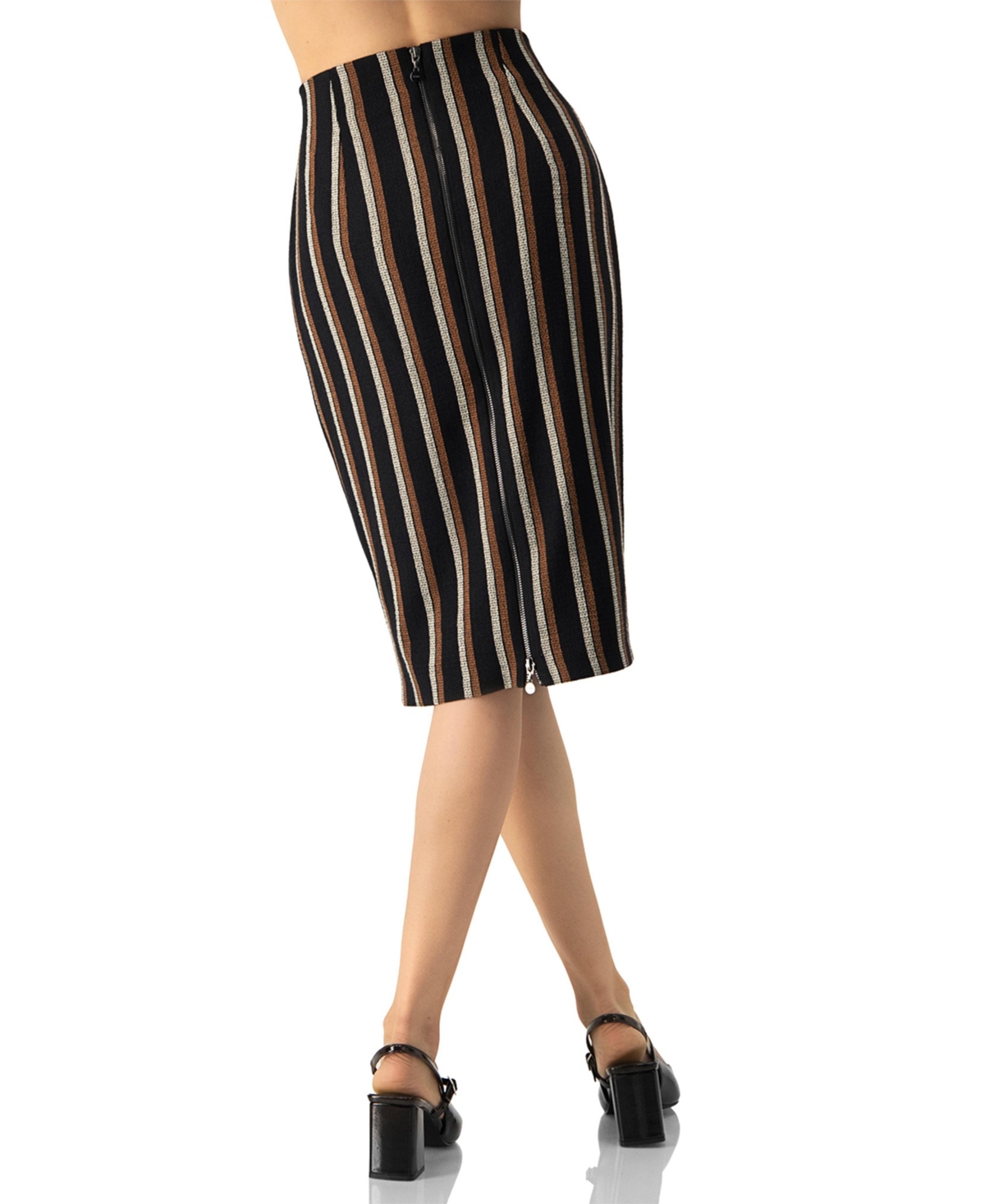Ivonne Women's Striped Knee Lenght Skirt