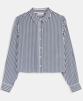 Women's Cropped Button-Down Crepe Shirt
