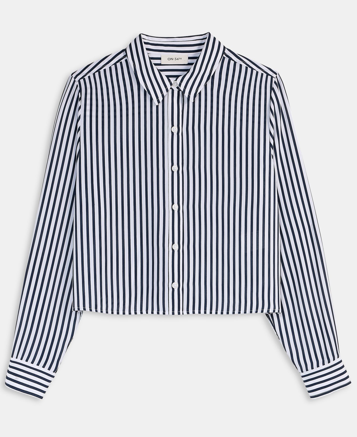 Women's Cropped Button-Down Crepe Shirt