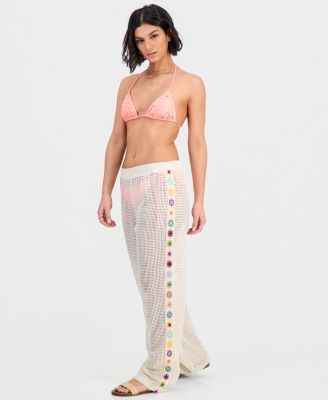 Women's Crochet Inset Cover-Up Swim Pants