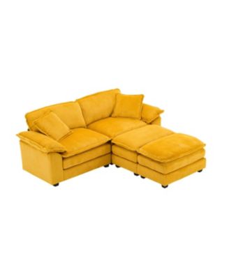 + 2-Seat + Corduroy + With Pillows & Ottomans + Sofa