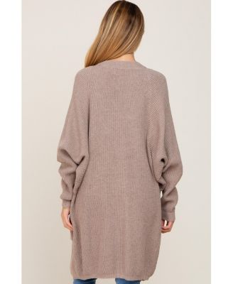 Maternity Taupe Pocketed Knit Cardigan