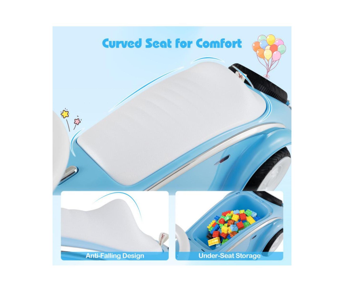 Детская игрушка HONGGE Toddler Ride On Sliding Car with Horn and LED Headlight, цвет: Синий — фото 8
