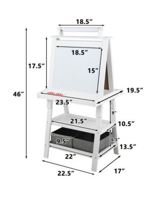 Art Easel for Kids, 3 in 1 Toddler Easel w/Whiteboard, Chalkboard & Paper Roll