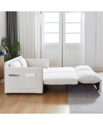 64.5" 3-in-1 Sleeper Sofa with Pullout Bed, Pillows, Pockets