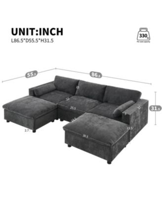 Chenille Modular Sectional Sofa with Ottoman