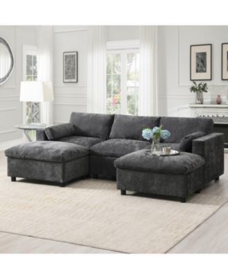 Chenille Modular Sectional Sofa with Ottoman