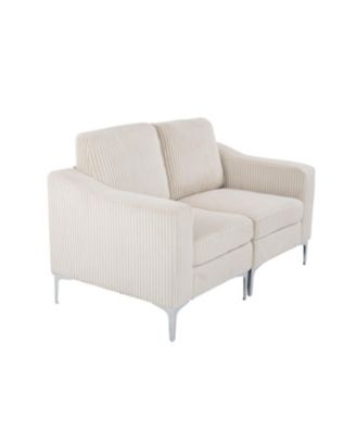 Modular Sectional Two-Seater Sofa Corduroy Sectional Couch Beige