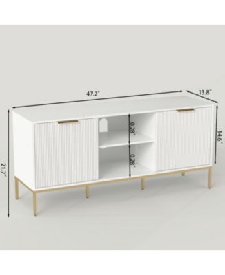 Wave-Door TV Stand with Open & Adjustable Shelves