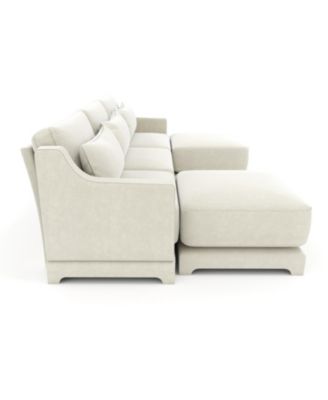 Beige Chenille 3-Seater Sofa with Ottomans