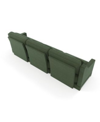 Chenille 3-Seater Sofa w/ Lumbar Pillow - Green